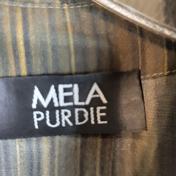 Mela Purdie Womens Boxy Career Blouse Size XS Brown Ombre Silk Lightweight Boho - Picture 2 of 9